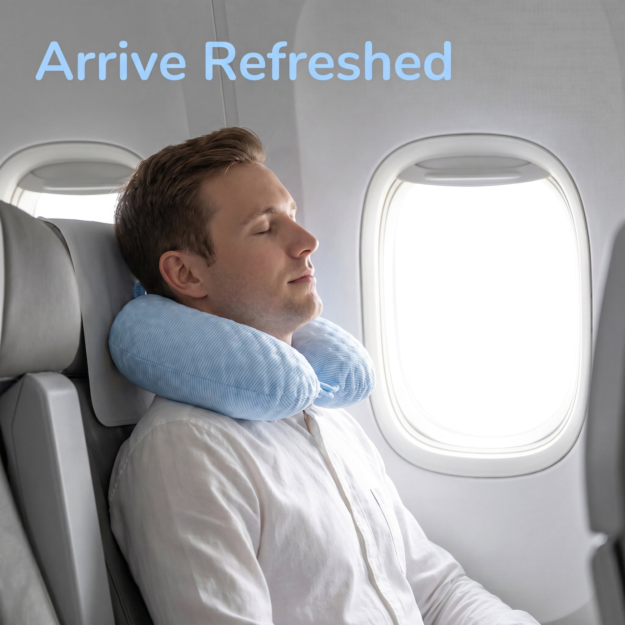 Unique Bargains Memory Foam U Shape Travel Neck Pillow for Office Naps Blue 12"x12"x4"