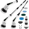 thumbnail image 1 of Electric Rotary Scrubber - Cordless Electric Mop for Household Cleaning, 400 RPM, 8 Replaceable Brush Heads, 90 Minute Working Time, 3 Adjustable Sizes, Dual Speed, 1 of 7