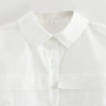 thumbnail image 5 of Cropped Shirts Women Button down Cap Sleeve Collar Tops with Flap Pocket V Neck Fashion Casual Crop Top, White, L, 5 of 5