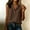 Brown, variant on Women's Linen Turtleneck Sleeveless Top with Small Side Slit Casual Fit