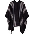 thumbnail image 2 of Châle à Blocs de Couleur pour Femmes, Poncho Cape Ouvert (Noir-Série 9), 2 of 6