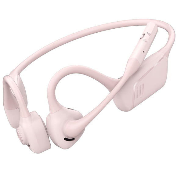 Auriculares abiertos ZIOCOM Bluetooth 5.1 con micrófono y cancelación de ruido, color rosa