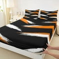 thumbnail image 3 of Homewish Geometric Lines Print Full Size Sheets,Graffiti Stripes Pattern Bed Sheets,Orange White Black Sheet Sets For Teens,Luxury Bedroom Decor,4 Pieces, 3 of 7