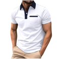 thumbnail image 2 of hoksml Mens Summer Athletic Short Sleeve Solid Color Collared Button Polos Fashion Chest Pocket Colour Blocking T Shirt Classic Golf Shirts, 2 of 9