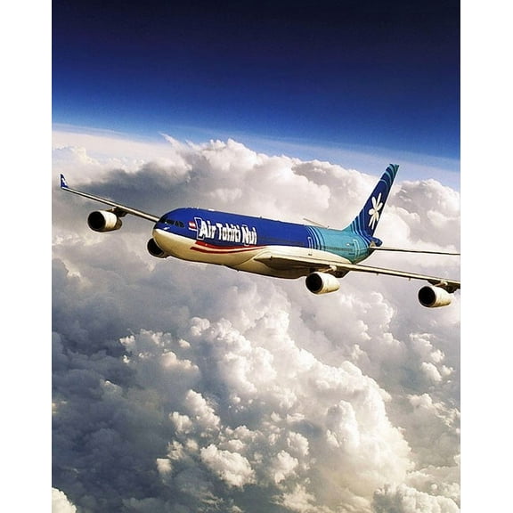 Air Tahiti Nui Airbus A340 in Flight - 12x18 Inch Laminated Aviation Poster - Stunning Detail and Bold Colors