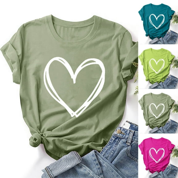 Fesfesfes Casual Tops for Women Casual Women's Round Neck Summer Gradient Print Regular Women's Short Sleeve Top Mama Tshirt 12(XXL)