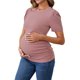 thumbnail image 4 of Blusa de maternidad de mujer INSPIRE CHIC, de punto acanalado, con mangas cortas abullonadas, camiseta arrugada para fotos de baby shower, color rosa medio, 4 of 6