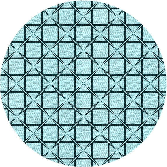 Ahgly Company Machine Washable Indoor Round Transitional Aquamarine Stone Green Area Rugs, 7' Round
