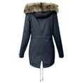 thumbnail image 3 of LEBONYARD Womens Coats Outwear Winter,Coats for Women Plus Size,Womens Ladies Warm Jacket Winter Solid Turn Coat Hooded Collar Lambswoo Outerwear Dark Blue L, 3 of 4