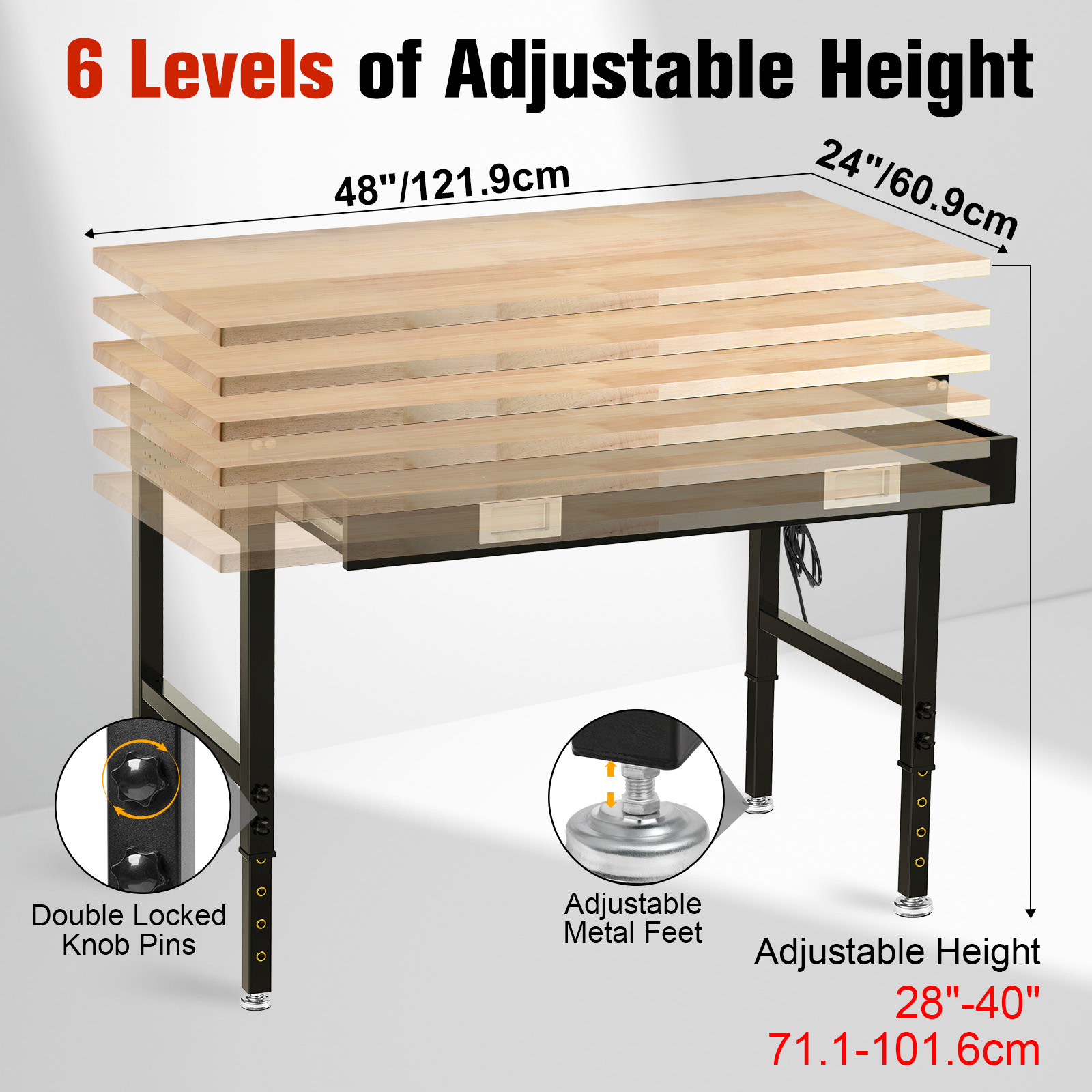 Muwood Workbench 48 x 24 inches with LED and Power Outlets photo 6