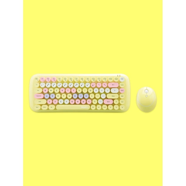 MOFII Candy Mixed Color Wireless 2.4G Keyboard And Mouse Set, Adorable Circular Design, For Desktop,Notebook,Home Office,Baby Blue