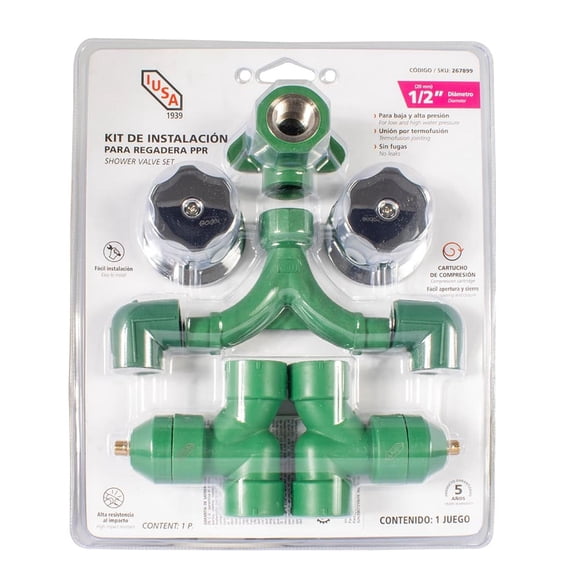 Kit de instalación de válvulas para empotrar verde