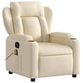 thumbnail image 3 of vidaXL Massage Recliner Chair Cream Fabric (100% polyester), metal, plywood, 3 of 10