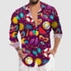 thumbnail image 2 of Camisas Para Hombre Manga Larga Camiseta con estampado digital 3D para hombre Camisa de manga corta Solapa superior (Pink, 3XL), 2 of 5