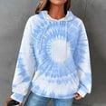 thumbnail image 6 of YOIAVAIOY Womens Trendy Hoodie Sweatshirts Long Sleeve Waffle Hooded Sweatshirts Drawstring Graphic Pullover Fashion Casual Y2k Tops with Pocket Light Blue L, 6 of 6