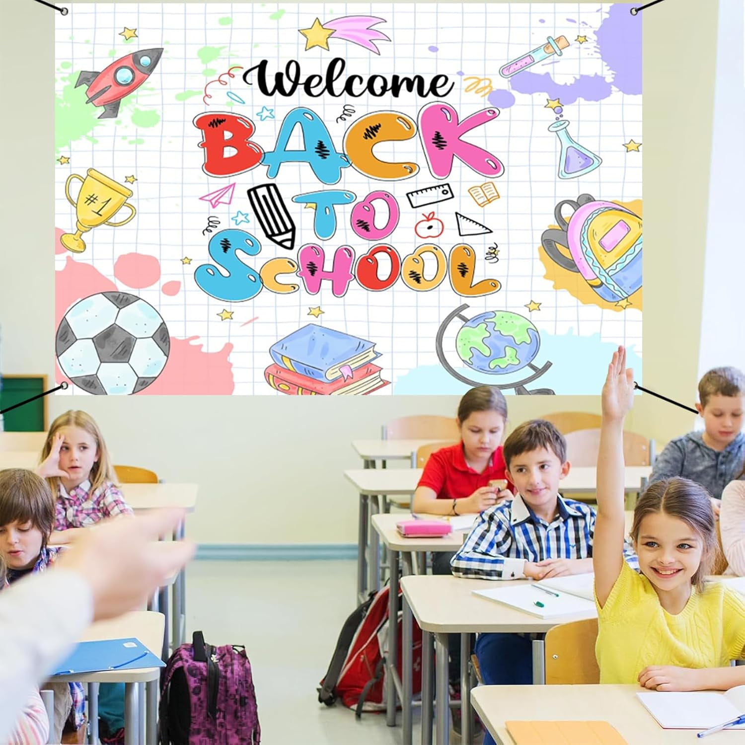 Bannière « Welcome Back School » – Décoration à Suspendre – Bannière Colorée De Bienvenue Scolaire, Décoration Créative à Suspendre