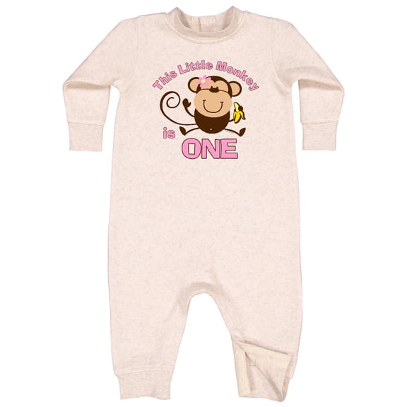 Inktastic Little Monkey Girl 1st Birthday Baby Fleece Romper