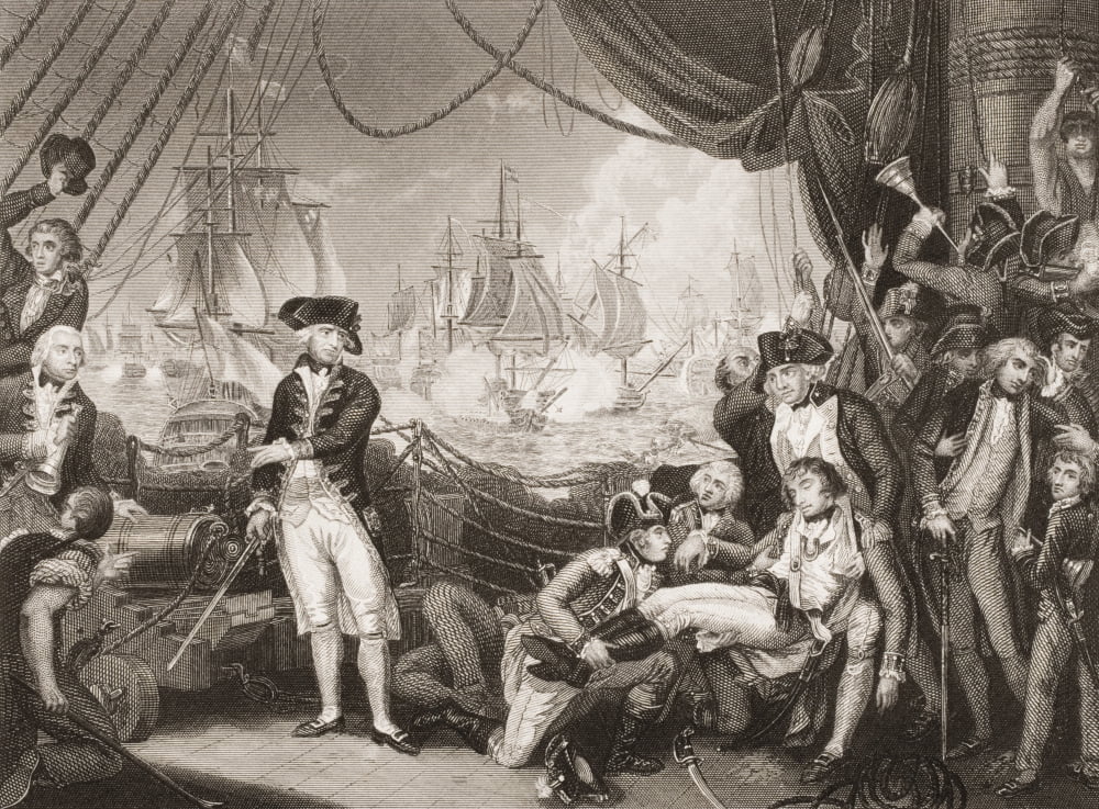 Scene On The Deck Of The Queen Charlotte June 1 1794 Engraved By J Rogers Painted By MBrown From Englands Battles By Sea And Land By Lieut Col Williams The London Printing And Publishing Company Circa
