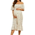 thumbnail image 1 of MEZZALL Robe Femme Florale à Encolure Carrée Robes Midi Robe de Maternité Enceinte Décontractée Robe Trapèze Longue Fluide à Smocks Robe Confortable Tenue Quotidienne m, 1 of 5