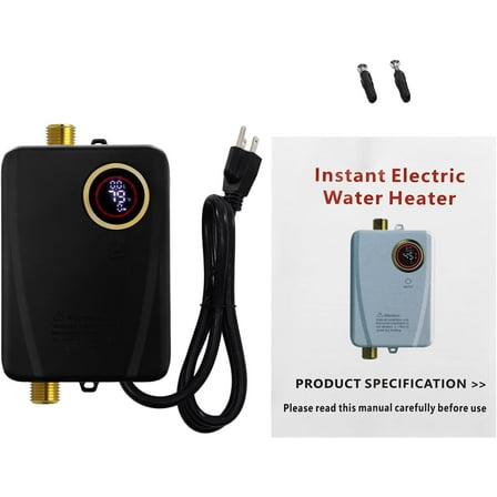 Electric Water Heater, Hot Water Heater Tankless Water Heater Electric 3000W Tankless Instant Hot Water Heater LCD Touch Screen tankless Water Heat (ABS 304 Stainless Steel, Black)