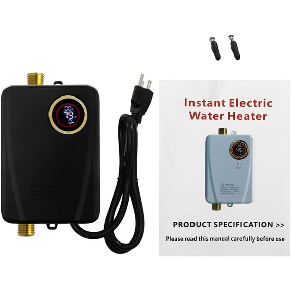Electric Water Heater, Hot Water Heater Tankless Water Heater Electric 3000W Tankless Instant Hot Water Heater LCD Touch Screen tankless Water Heat (ABS 304 Stainless Steel, Black)