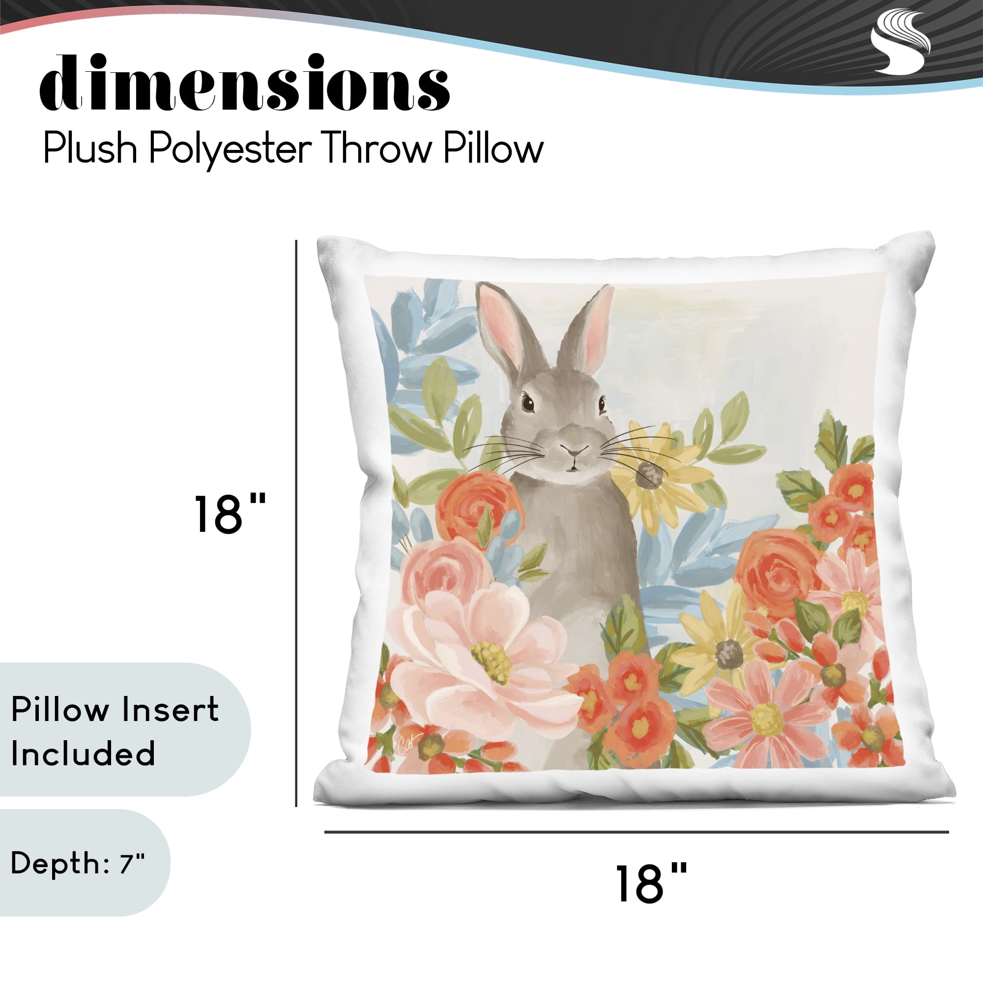 Stupell Industries Bunny Among The Blooms Decorative Printed Throw Pillow, design by Cat Thurman Designs
