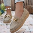 thumbnail image 2 of YOUYEDIAN Loafers for Women Casual Slip On Platform Wedge Heel Fashion Chain Deco Comfy Flats Versatile Outdoor Round Toe Soft Walking Shoes, 2 of 5