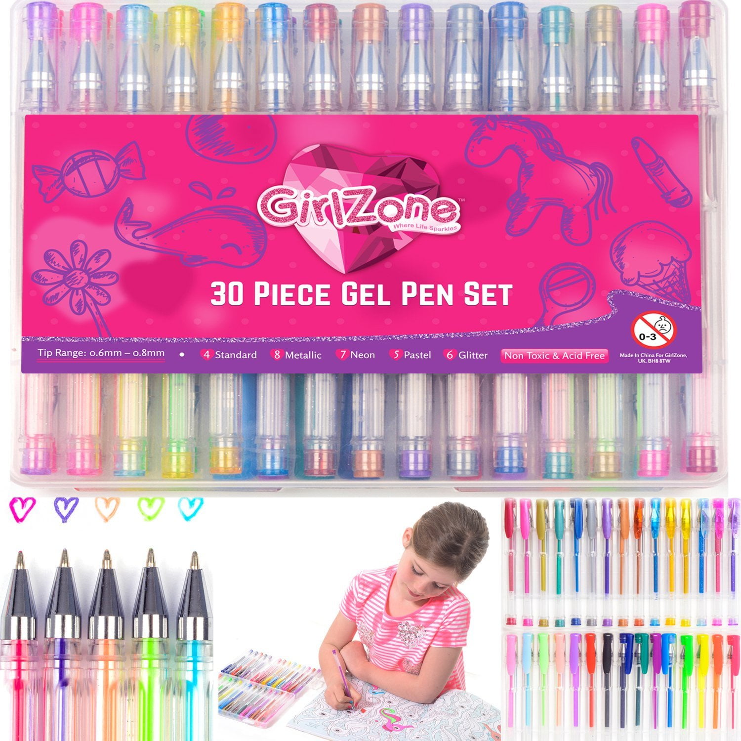 girlzone 30 piece gel pen set