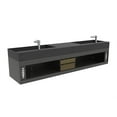 thumbnail image 4 of Amazon 84" Black Wood Floating Vanity Black Top and Brushed Nickel Trim, 4 of 6