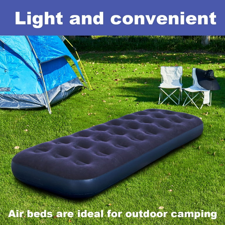 Honeydrill Single Size Inflatable Camping Mattress Flocking Air Bed with Pump