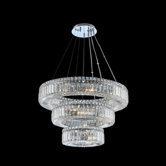 Polished Chrome Rondelle Crystal Pendant Light