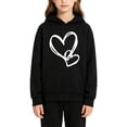 thumbnail image 5 of Coerni Girls Boys Graphic 2 Piece Outfits Heart Print Pullover Hoodie Sweatpants Fleece Sweatsuit Fall Winter Clothing Set Tracksuit, 5 of 6