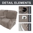 thumbnail image 5 of SHANNA Reclining Loveseat Cover with Middle Console Slipcover, 8-Piece Velvet Stretch 2-Seater Recliner Sofa Covers,Khaki, 5 of 12