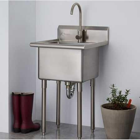 22 Laundry Sink - Trinity 21.5'' x 24'' Free Standing Laundry Sink with Faucet