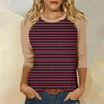 thumbnail image 2 of Women's Casual Striped 3/4 Sleeve Tee Comfort Fit Crewneck T-Shirt Soft Breathable Everyday Wear Stylish Top, 2 of 5