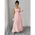 thumbnail image 6 of Dusty Pink Square Neck Sleeveless Textured Knit Maxi Dress With Open Back Bowknot, Elegant Fitted Party Gown, 6 of 8