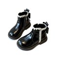 thumbnail image 5 of Toddler Girls Casual Boots Classic Style Faux Leather Boots with Bow Decoration Easy On Zipper Closure Warm Winter Footwear for Children, 5 of 8