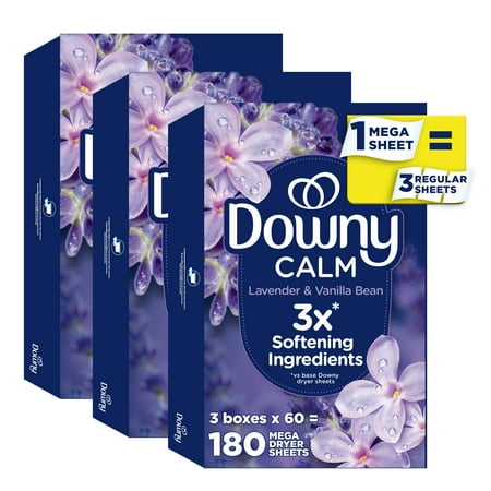 Downy Infusions Calm Mega Dryer Sheets - Lavender & Vanilla Bean Scent, 180 Count