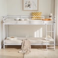 thumbnail image 2 of Hassch Twin Over Twin Size Bunk Bed, Heavy Duty Metal Bed Frame with Ladder and Guardrail for Bedroom, White, 2 of 8