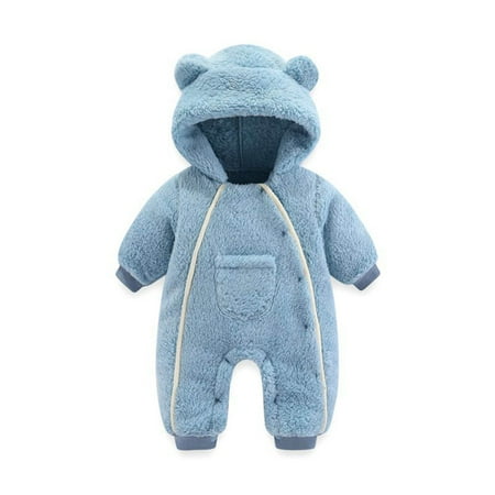 

ZHAGHMIN Outfits for Girls Winter Baby Boys Girls Cartoon Bear Hooded Romper Fleece Jumpsuit Coat Winter Coat Toddler with Pocket Size59 Fall Outfits Baby Girl Blue