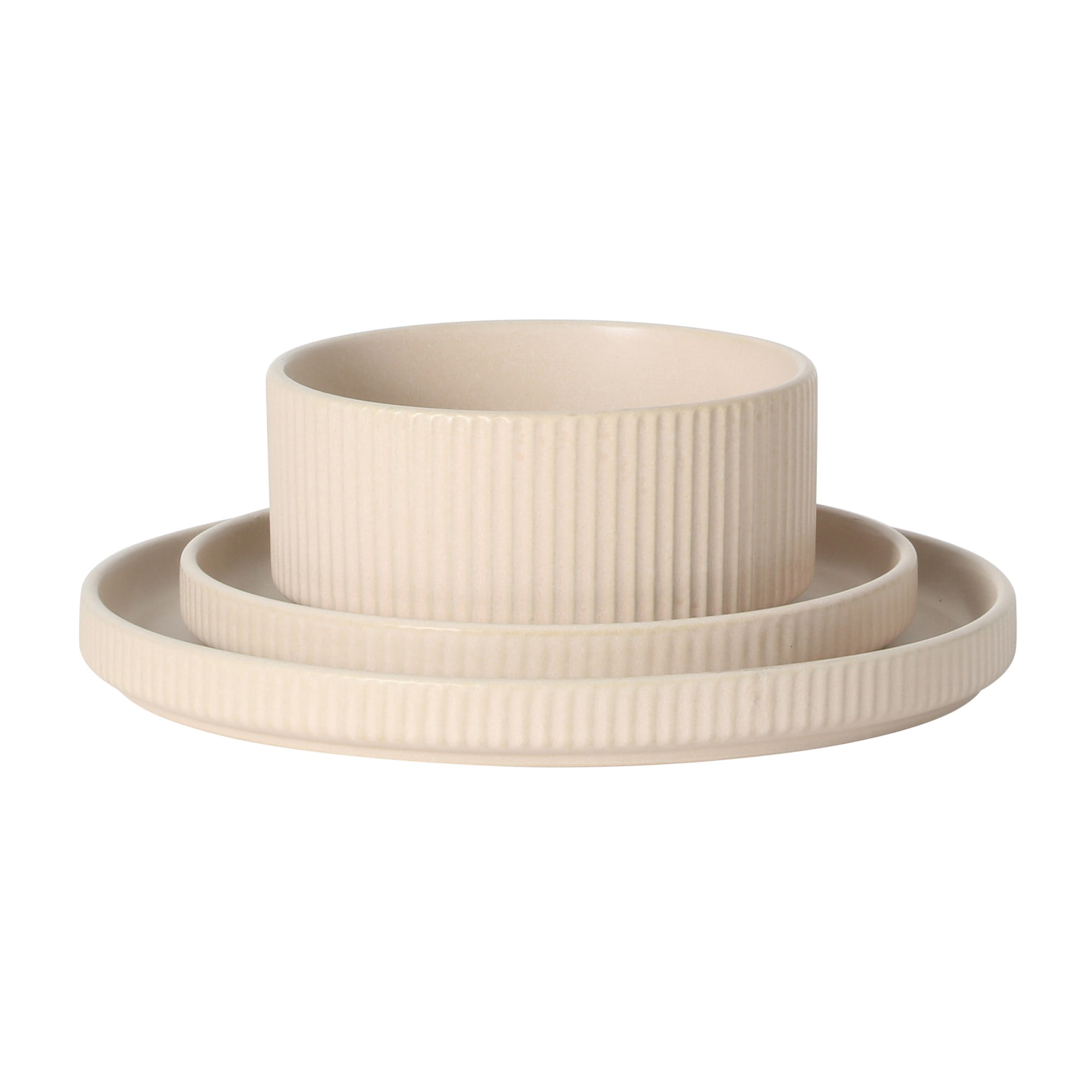 Gibson Elite Townscape Plates and Bowls 12 Piece Dinnerware Set - Cream