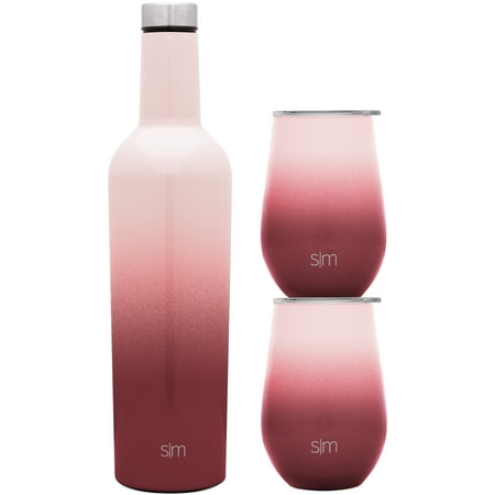 

Simple Modern Spirit Wine Bundle - 2 12oz Wine Tumbler Glasses with Lids & 1 Wine Bottle - Vacuum Insulated 18/8 Stainless Steel Pattern Carrara Marble
