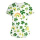 thumbnail image 4 of Xuyuer Women's St. Patrick's Print Fashionable Casual V Neck T Shirts Casual Rolled Short Sleeve Side Split Summer Tops Loose Fit Print Graphic Tees Top Outfit for Casual, 4 of 5
