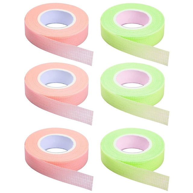 6 Rouleaux de Ruban pour Cils, Ruban Adhésif pour Extensions de Cils, Ruban en Tissu Micropore Respirant pour Fournitures d'Extension de Cils, 9 m/10 yard par Rouleau (Vert+rose)