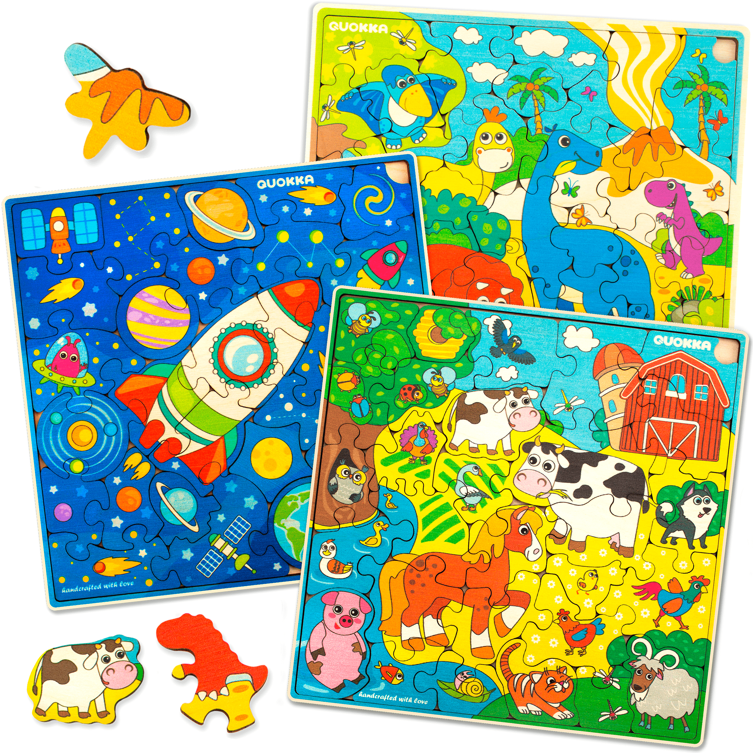 Quokka Multipack of 8 Wooden Kids Puzzles for Boys and Girls