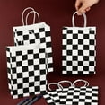 thumbnail image 4 of 16Pcs 5.9 x 3.2 x 8.3 Inch Checkered Paper Treat Bags Race Car Gift Bags Bulk Rectangle Black White Tartan Grid Shopping Treat Pouches for Birthday Race Car Party Favors Presents Packaging Black, 4 of 7