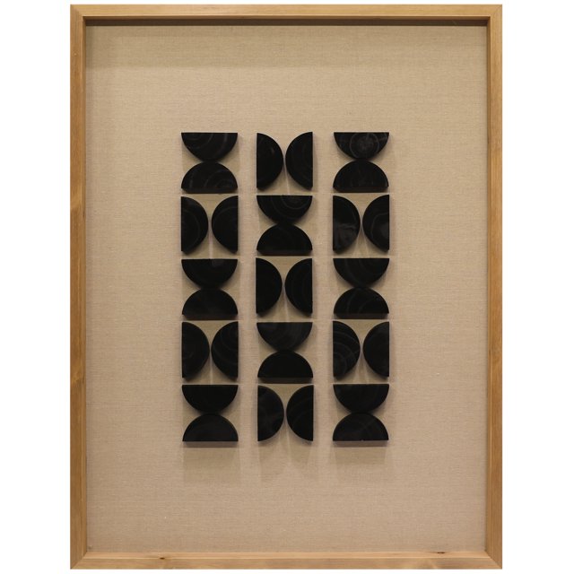 24x32 Novelty Wall Art with Black Wood Semi-Circle Stripes in Rectangle Shadowbox
