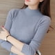 thumbnail image 4 of Suéter de cuello alto medio para mujer, suéter estilo coreano, suéter de otoño e invierno, cálido, de gran tamaño, con pétalos roscados, manga larga para mujer, 4 of 5