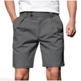 thumbnail image 2 of JTieacloth Men's Pleated Shorts Casual Business Shorts Stretch Waist Straight Leg Shorts Daily Wear(Gray), 2 of 7