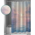 thumbnail image 3 of 72x78 Inch Shower Curtain Ocean Seagull Bathroom Decor Waterproof Fabric Bathtub Bath Curtains Decorative Pink Blue Sunset Clouds Gradient Landscape Extra Long Shower Curtain Set with Hooks, 3 of 6